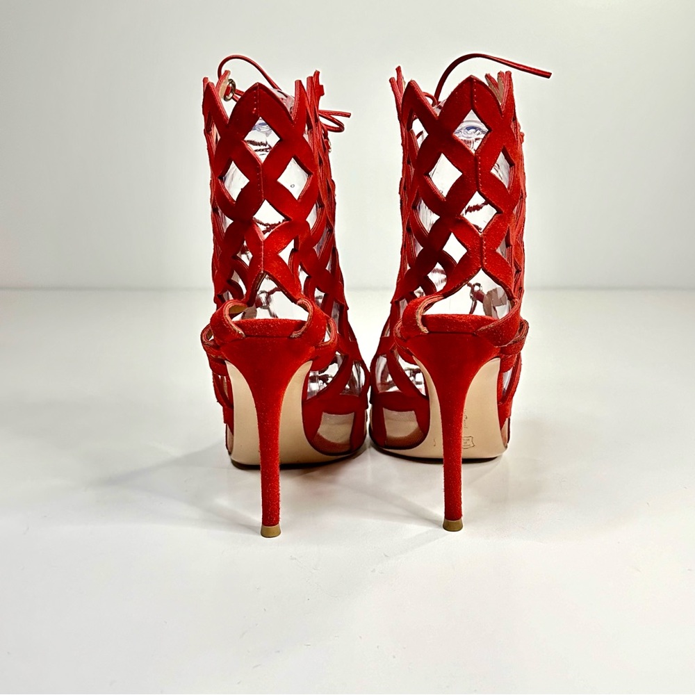 Gianvito Rossi Women’s Red Suede Gladiator Heeled Sandals Size EU 36.5 or US 6.5 - Picture 5 of 10
